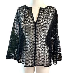KARL LAGERFELD for Impulse Macy's Sheer Lace Top Size S Witchy Goth Luxe Chic